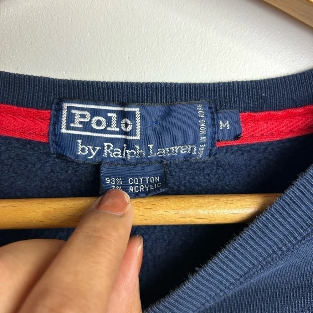 Vtg 90s Polo by Ralph Lauren Blue tag Fleece long Sleeve pullover sweater size M